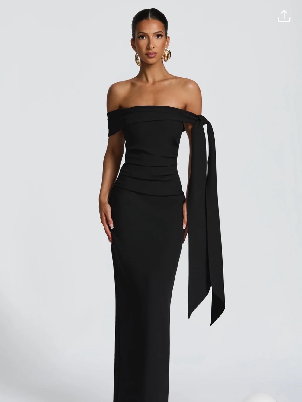 Strapless Black Evening Gown with Side Sash